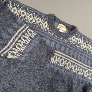 Vintage Catamount Trail Nordic Sweater M Blue Wool Knit Korea